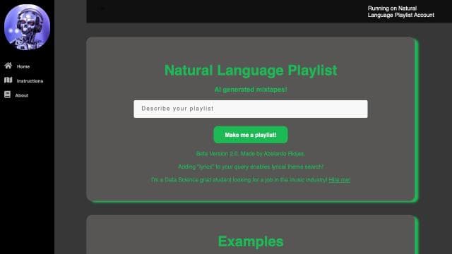 Natural Language Playlist