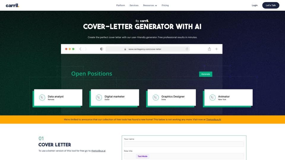 Cover Letter AI Tool