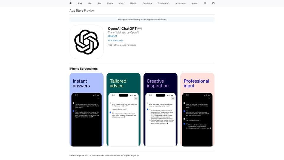 OpenAI Official ChatGPT iOS APP