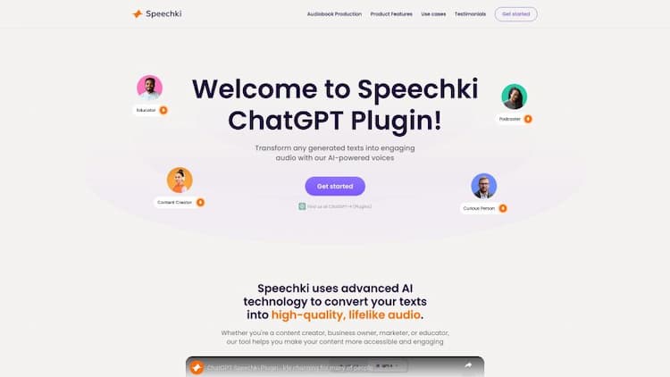 Speechki ChatGPT Plugin: anything audio