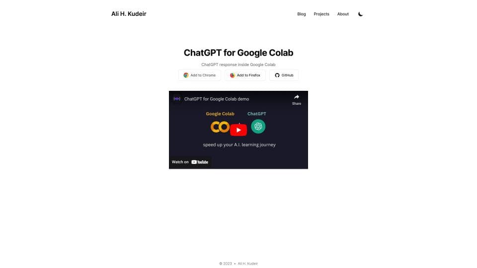 ChatGPT for Google Colab