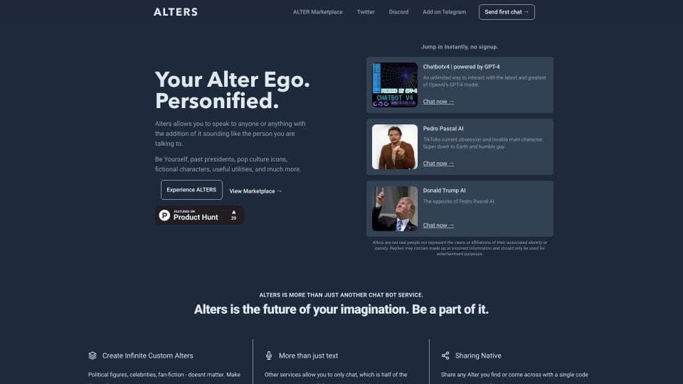 ALTERS - Your AI Alter ago personified