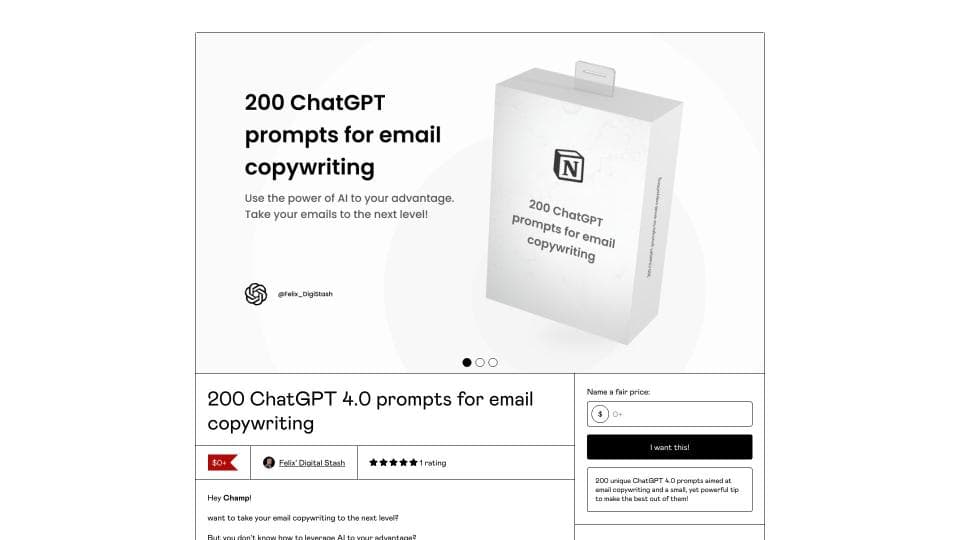 200 ChatGPT prompts - email copywriting