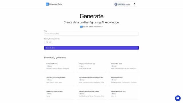 Universal Data: Generate