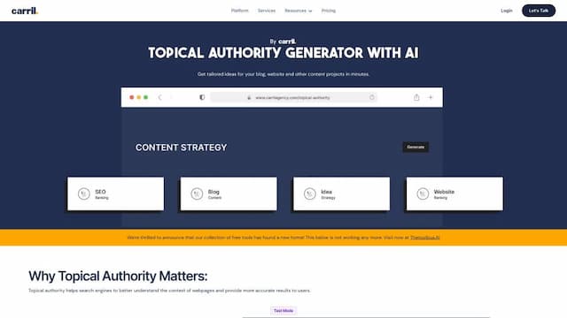 Topical authority generator with ai