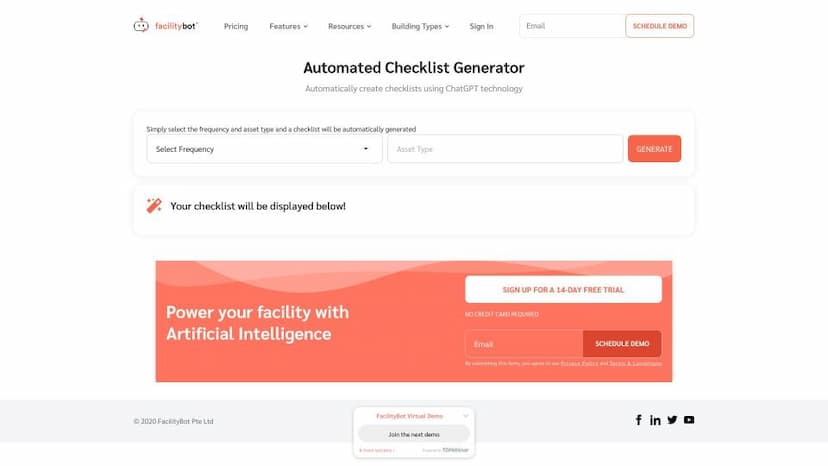 FacilityBot's Checklist Generator