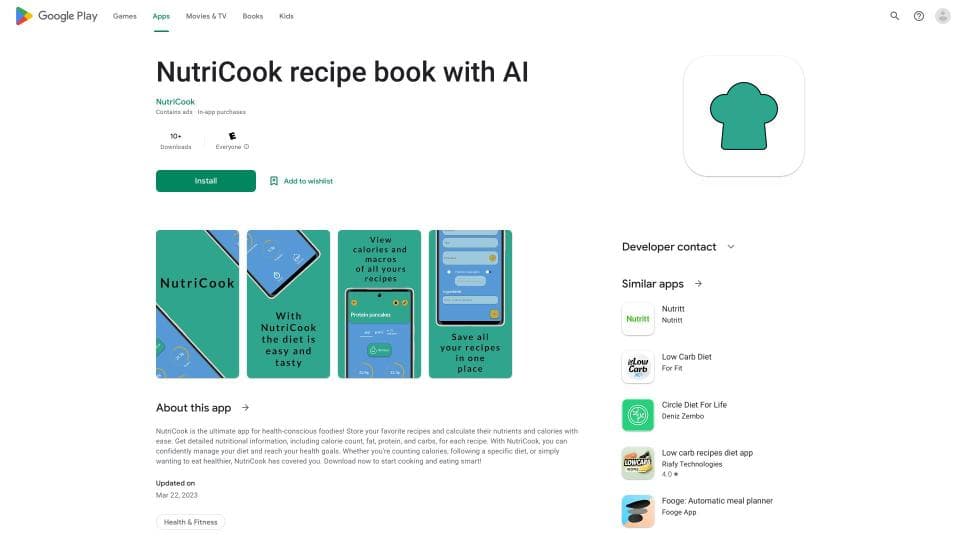 NutriCook recipe book with AI